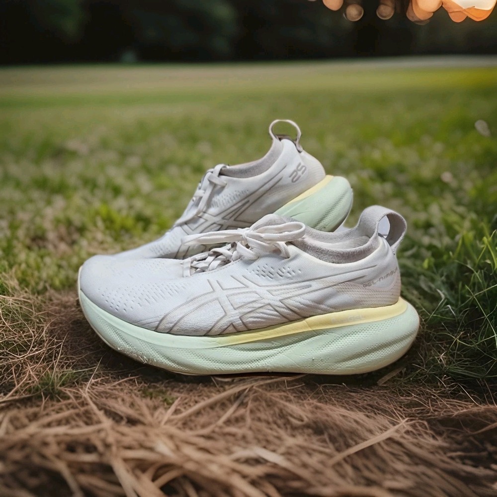 ASICS GEL-Nimbus 25 PureGEL Womens Sz 10 White Breathable Mesh Running Shoes